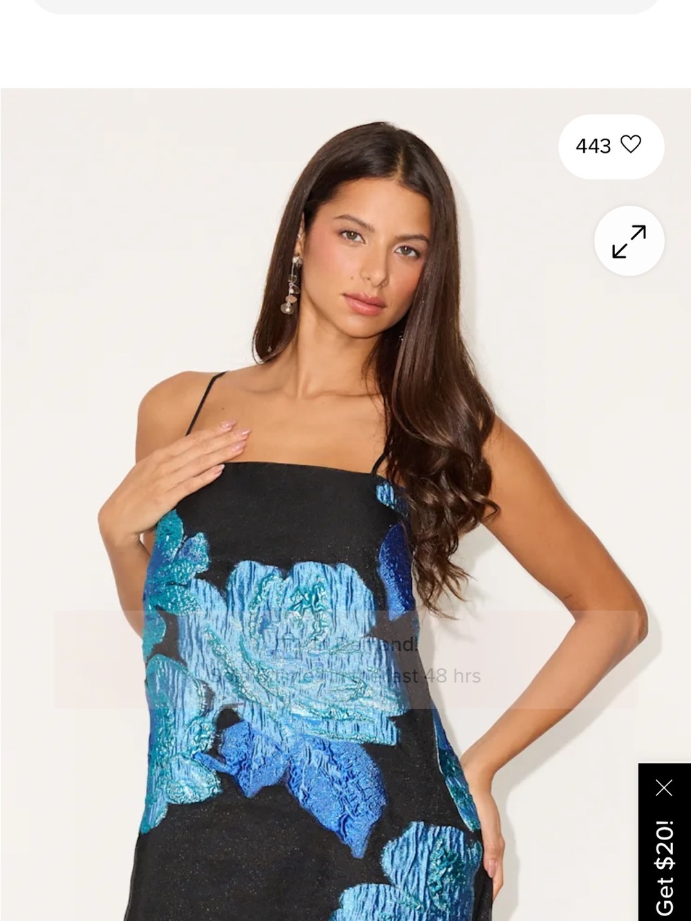 Lulu's Yavanna Black and Blue Floral Jacquard Shift Mini Dress